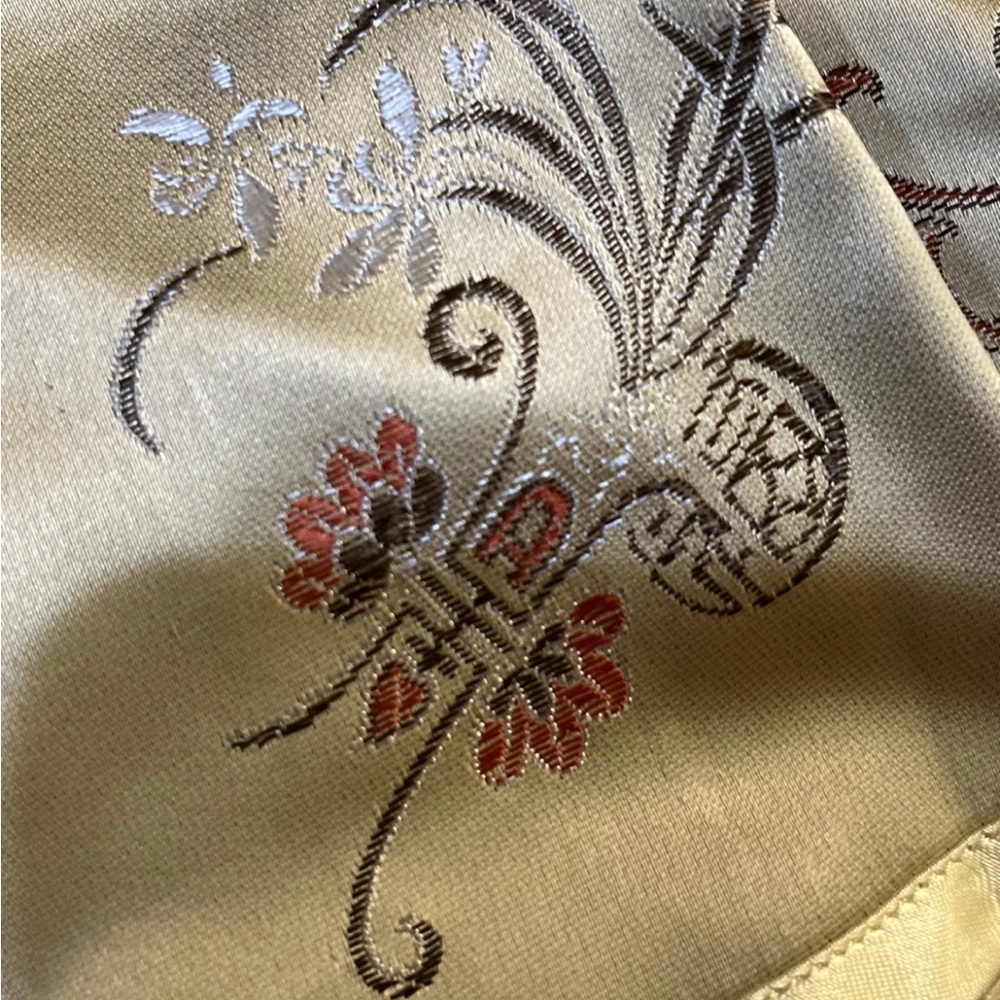 Peony Chinese / Asian Gold Tang Suit Top Jacket Embroidered Flowers 34 - Picture 9 of 11